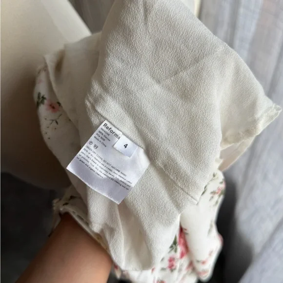 Reformation White Dress with Pink and Green Floral Accents - Picture 5 of 5
